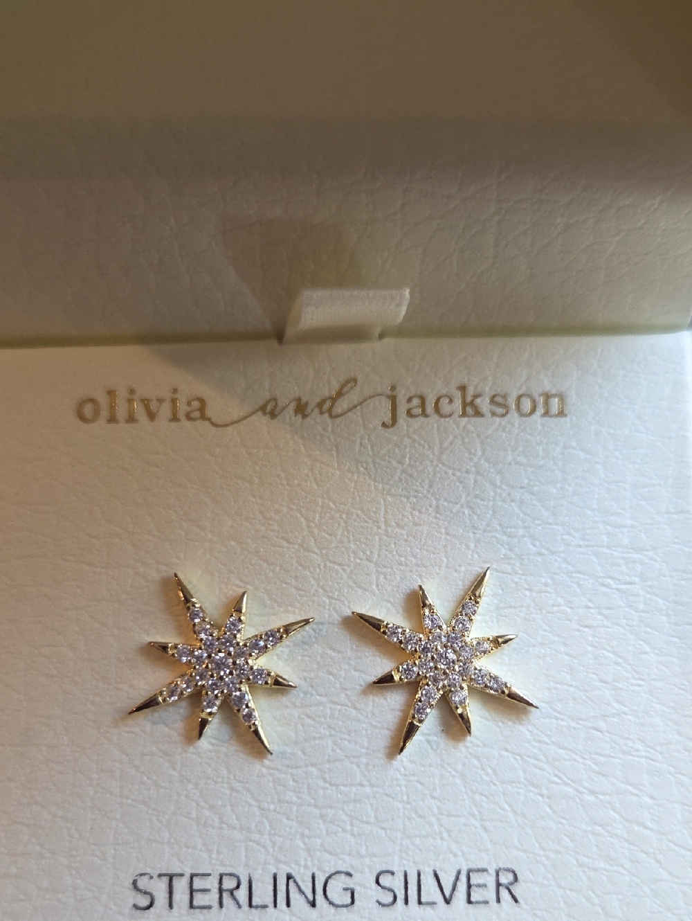 Olivia and Jackson Gold-Tone Starburst CZ Stud Earrings